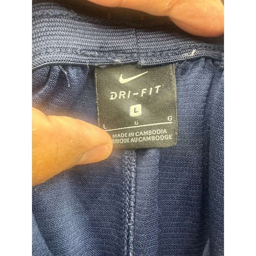 Nike Dri Fit Shorts Mens Large Blue Training Activewear Ankle Slit Swoosh Logo